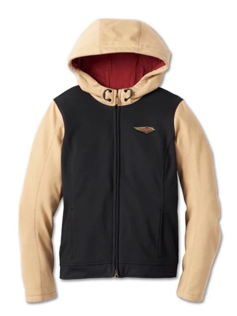 Harley-Davidson Black Front Two-Tone Hoodie with Tan Sleeves